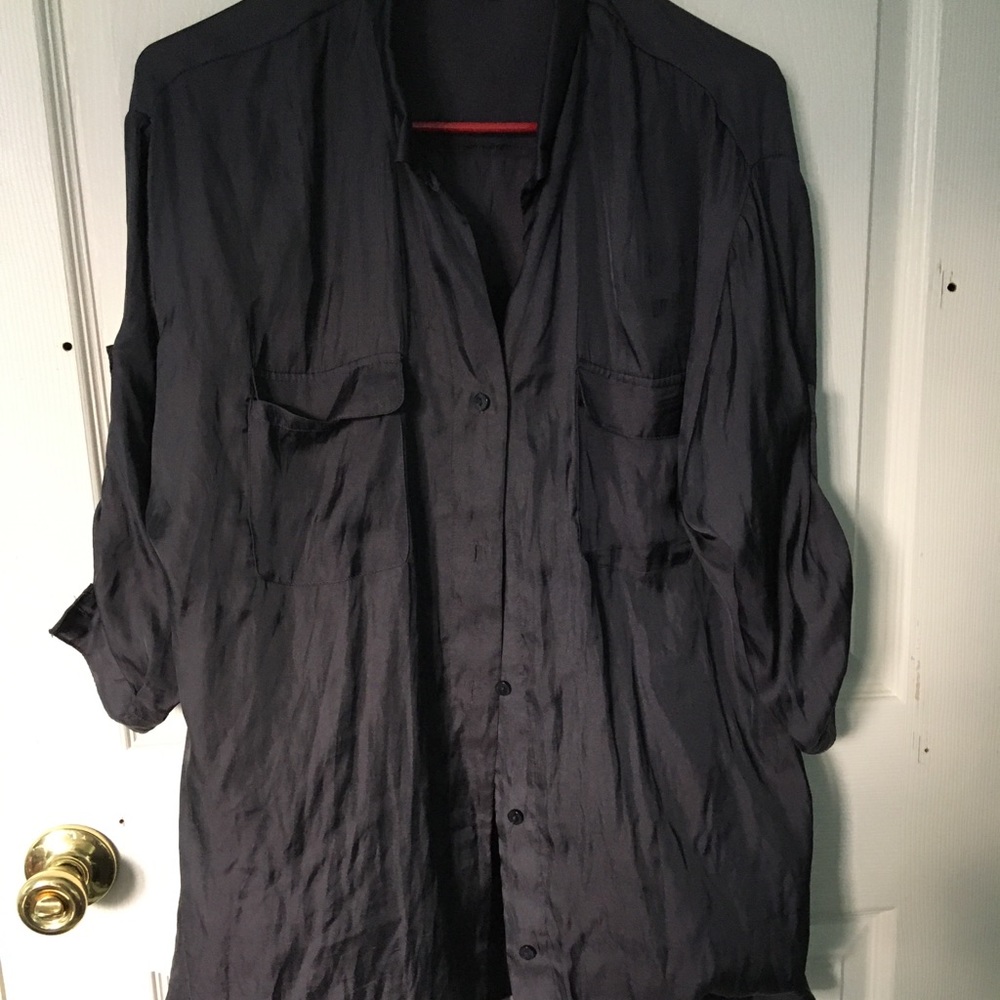 Long sleeve silky blouse